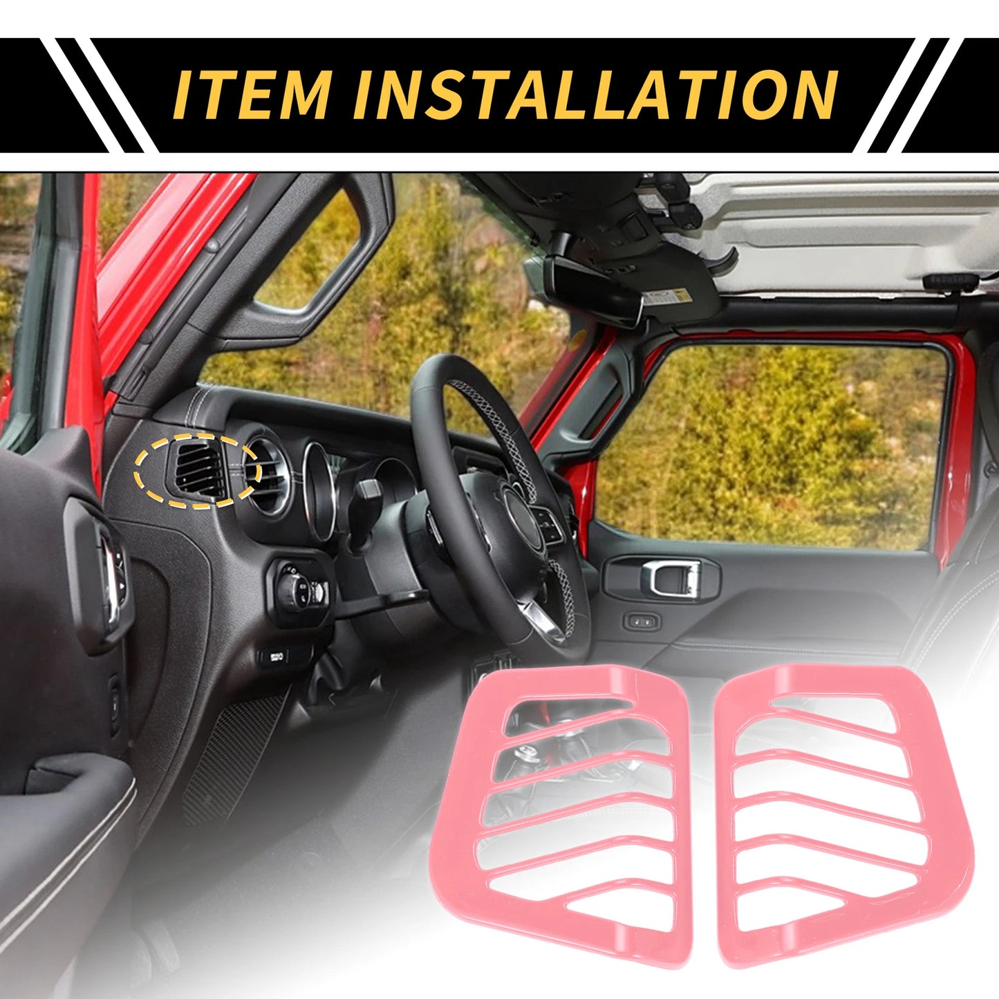 Dashboard Side Air Vent AC Outlet Cover Trim for Jeep Wrangler JL (18-24)