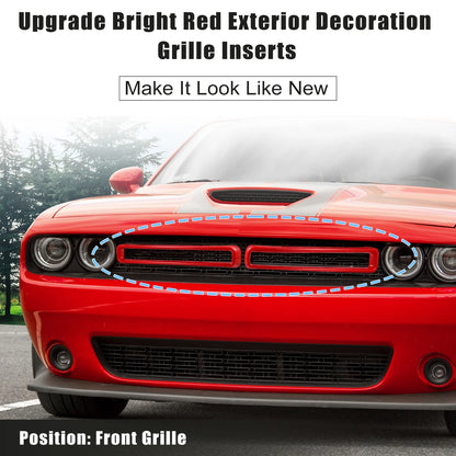 Front Grill Mesh Grille Inserts Trim Exterior for Dodge Challenger (2015-2022) Red