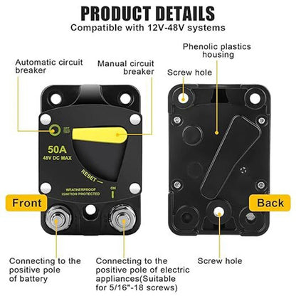 150A Marine Circuit Breaker Kit with Manual Reset for Boat/RV