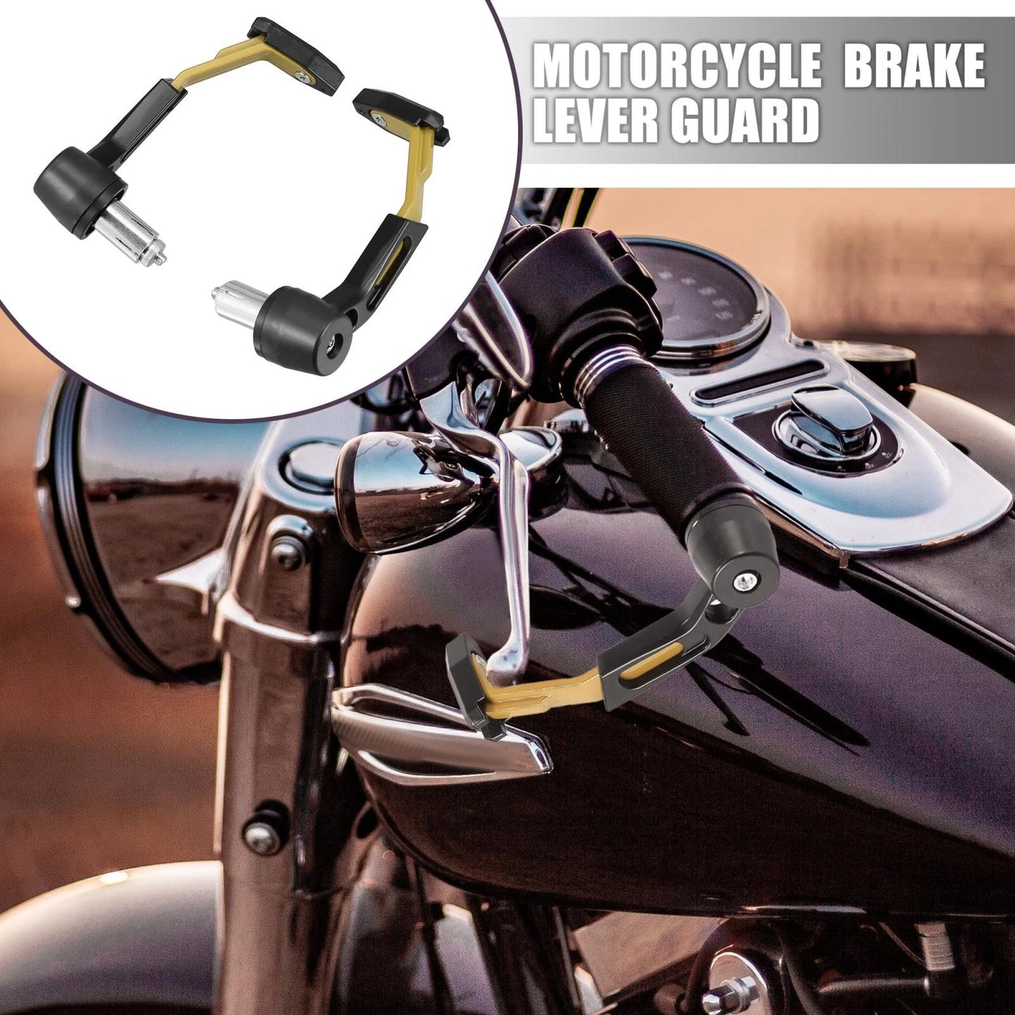 Pair / 7/8" 22mm / Motorcycle Brake Lever Guard Handlebar Protector Clutch Gold Tone for Bike