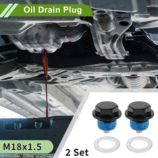 2 x M18x1.5 Aluminum Oil Drain Plug with Gasket for Car Motorcycle