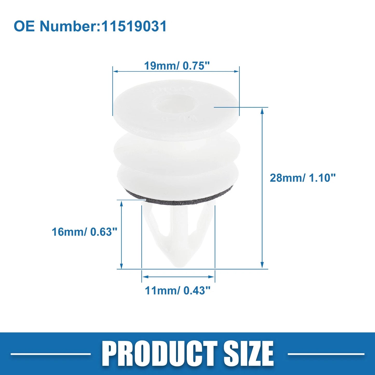 10 x Door Panel Clips for Chevrolet Plastic White