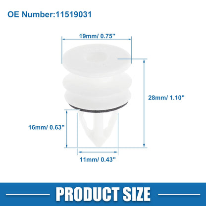 10 x Door Panel Clips for Chevrolet Plastic White