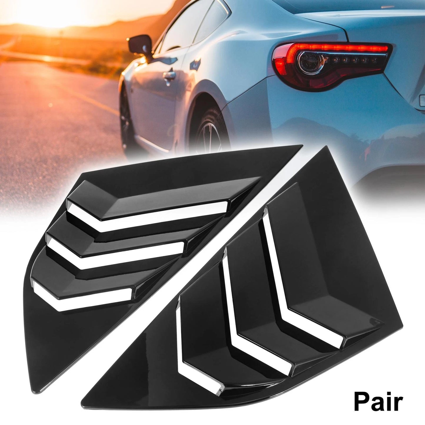 Auto Rear Side Window Louvers Covers for Ford Focus (2012-2018) Gloss Black