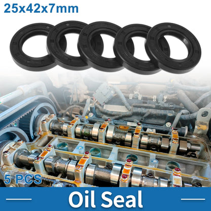 Oil Seal 25x42x7mm Black 5 Pcs Seal Ring Rotary Shaft Seal Nitrile Rubber