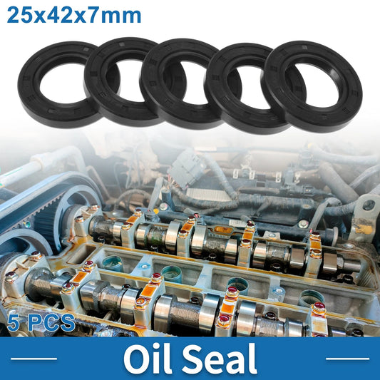 Oil Seal 25x42x7mm Black 5 Pcs Seal Ring Rotary Shaft Seal Nitrile Rubber