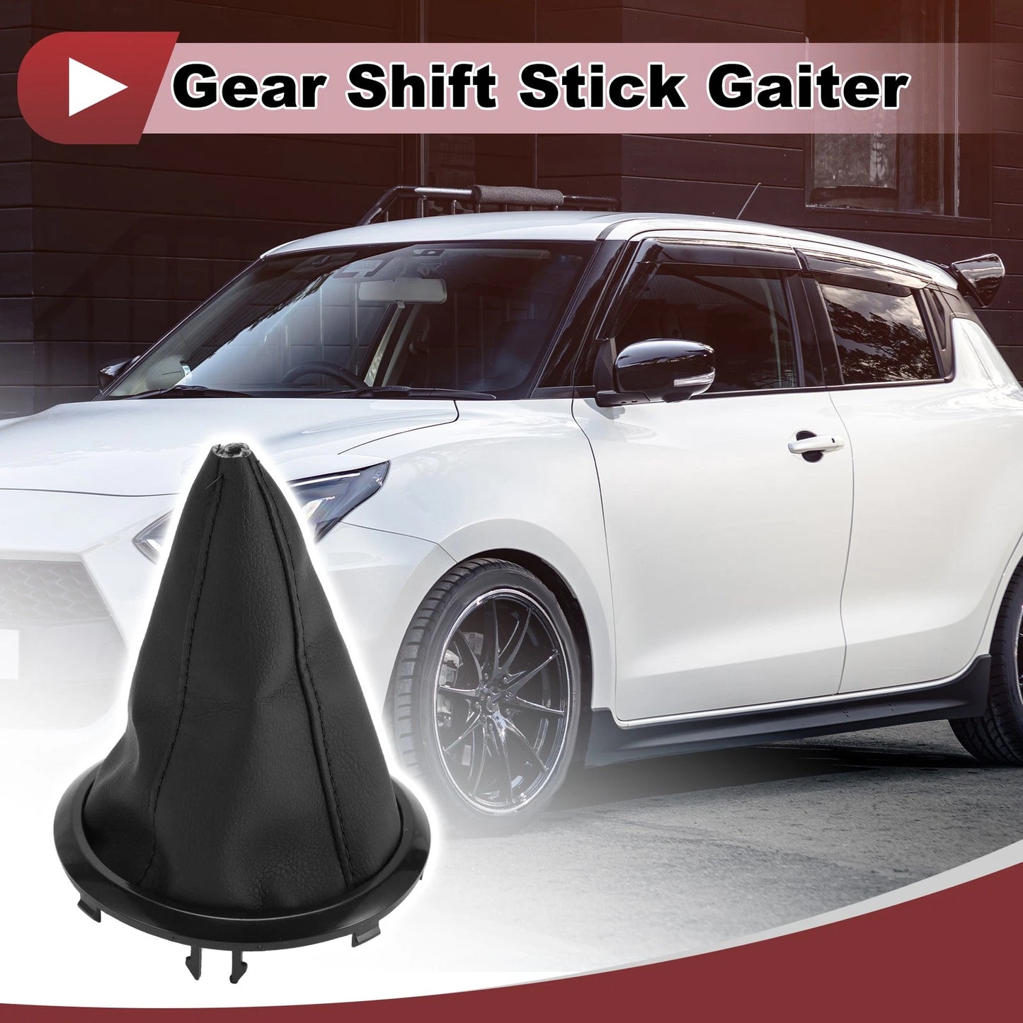 Car Gear Shift Stick Gaiter for Suzuki Swift (2005-2010) Black Faux Leather