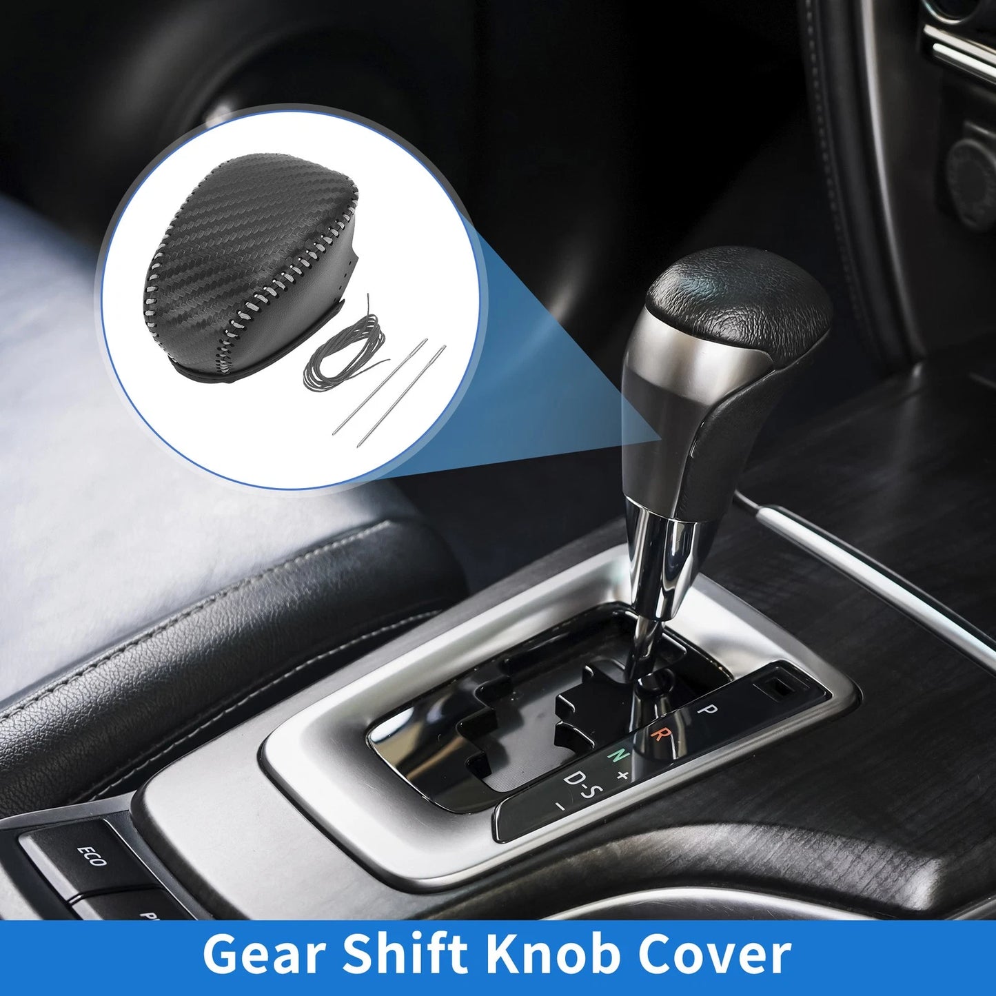 Gear Shift Knob Cover for Infiniti QX50 (2019-2024) Black Carbon Fiber Grey