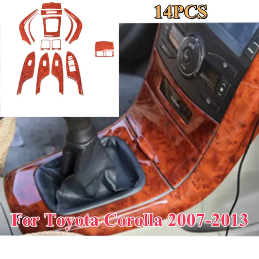 14PCS Peach Wood Grain Interior Trim Kit for Toyota Corolla (2007–2013)
