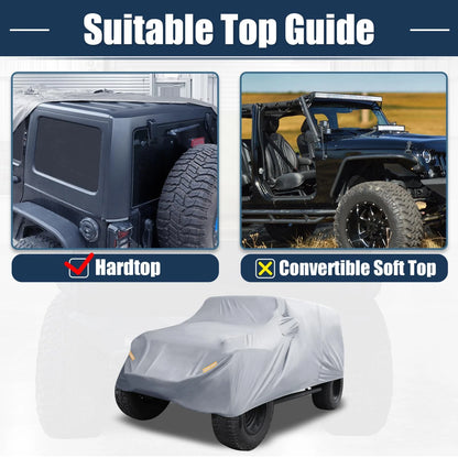 SUV Car Cover for Jeep Wrangler JK JL 4-Door (2007-2021) Sun Protection Gray