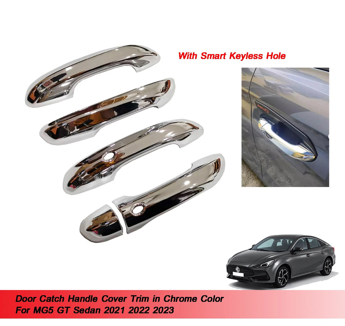 Door Catch Handle Cover Trim Chrome for MG5 MG 5 (2021-2023)