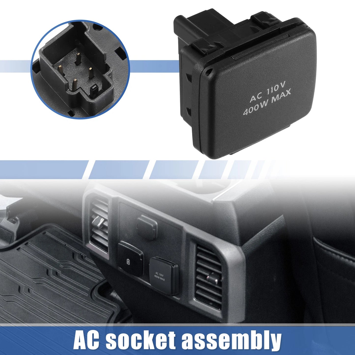 Center Console Rear Power Outlet Plug 110V for Ford F-150 (2015-2023)