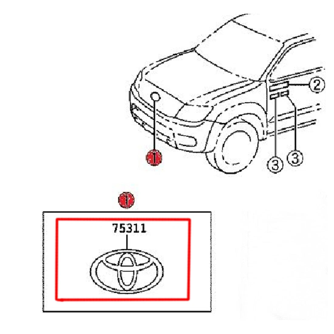 Front Grill Badge for Toyota HiluxMK6 SR5 2004-2012
