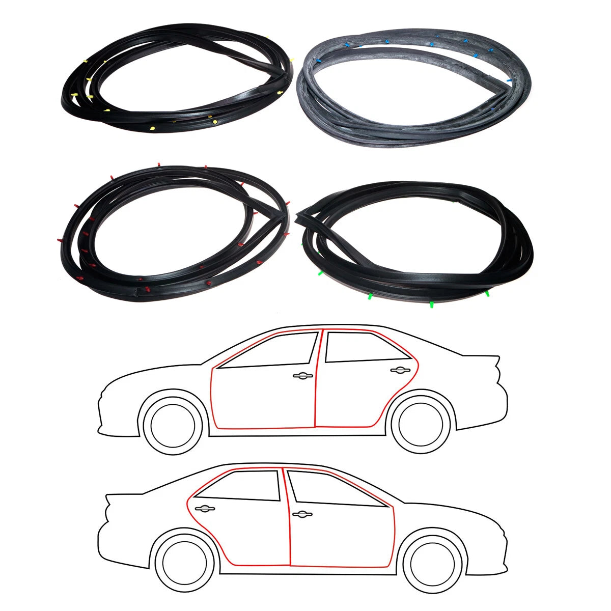 Front Rear Door Weatherstrip Set for Toyota Corolla Sprinter 1966-1970