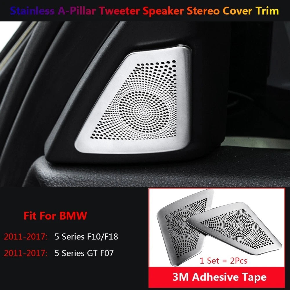 2 x Stainless Steel A Pillar Cover Trim for BMW 5 Series F10 (2010–2017)