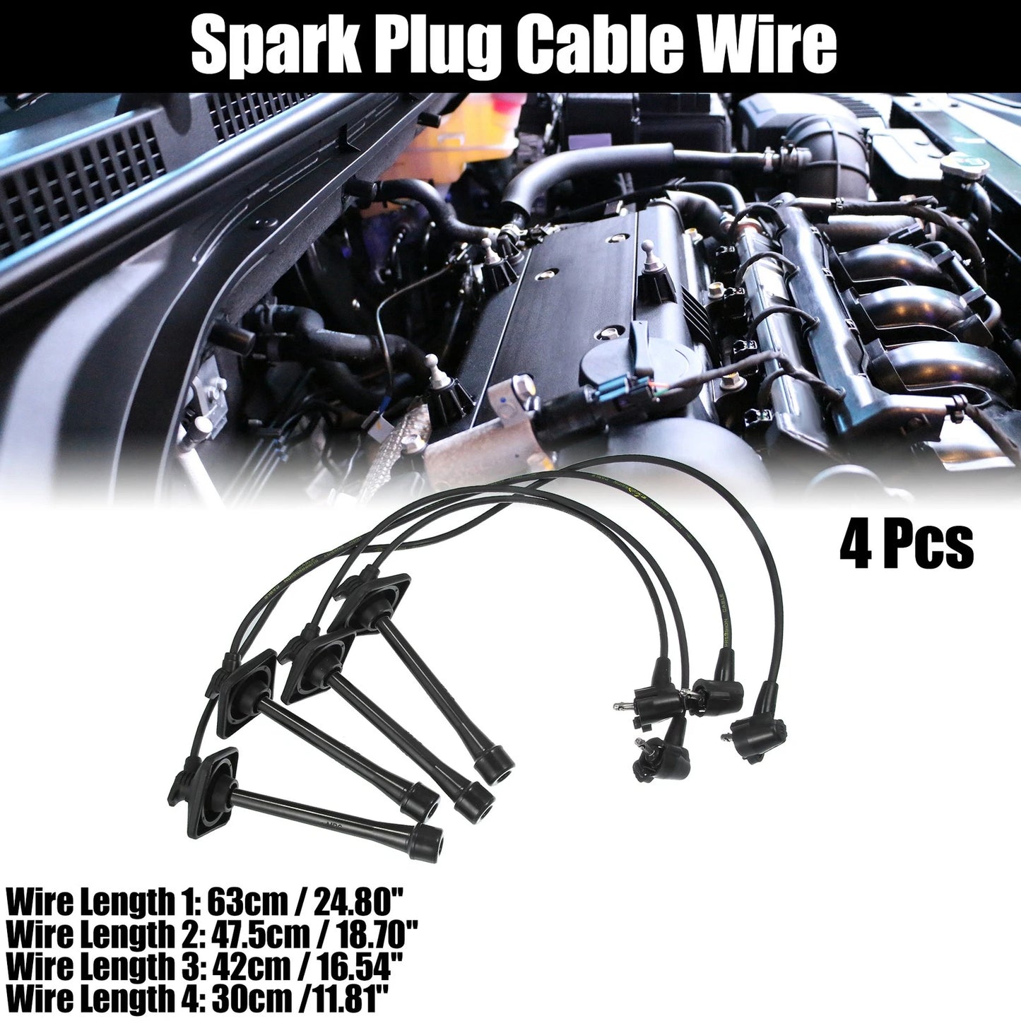 4pcs Spark Plug Ignition Wires for Toyota Camry DLX, LE, XLE 2.2L L4 (1992-1996)