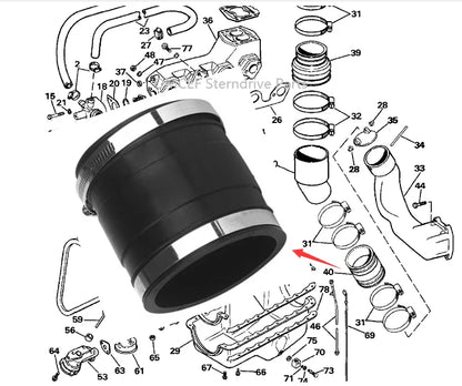 OMC Exhaust Tube Lower for 5.0L/5.7L V8GM (1990-2000)