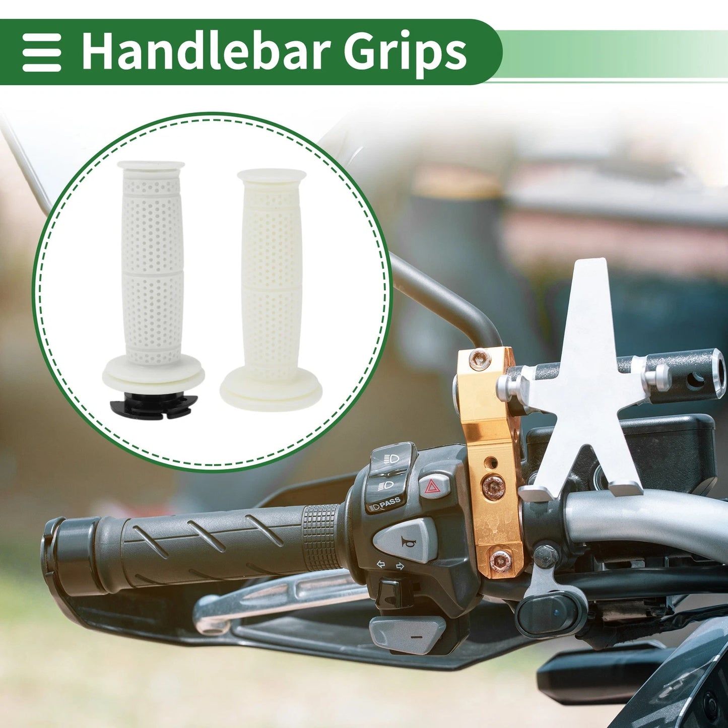 Hand Grips Cover / 7/8" 22mm / TPU White Hexagon for Motorcycle