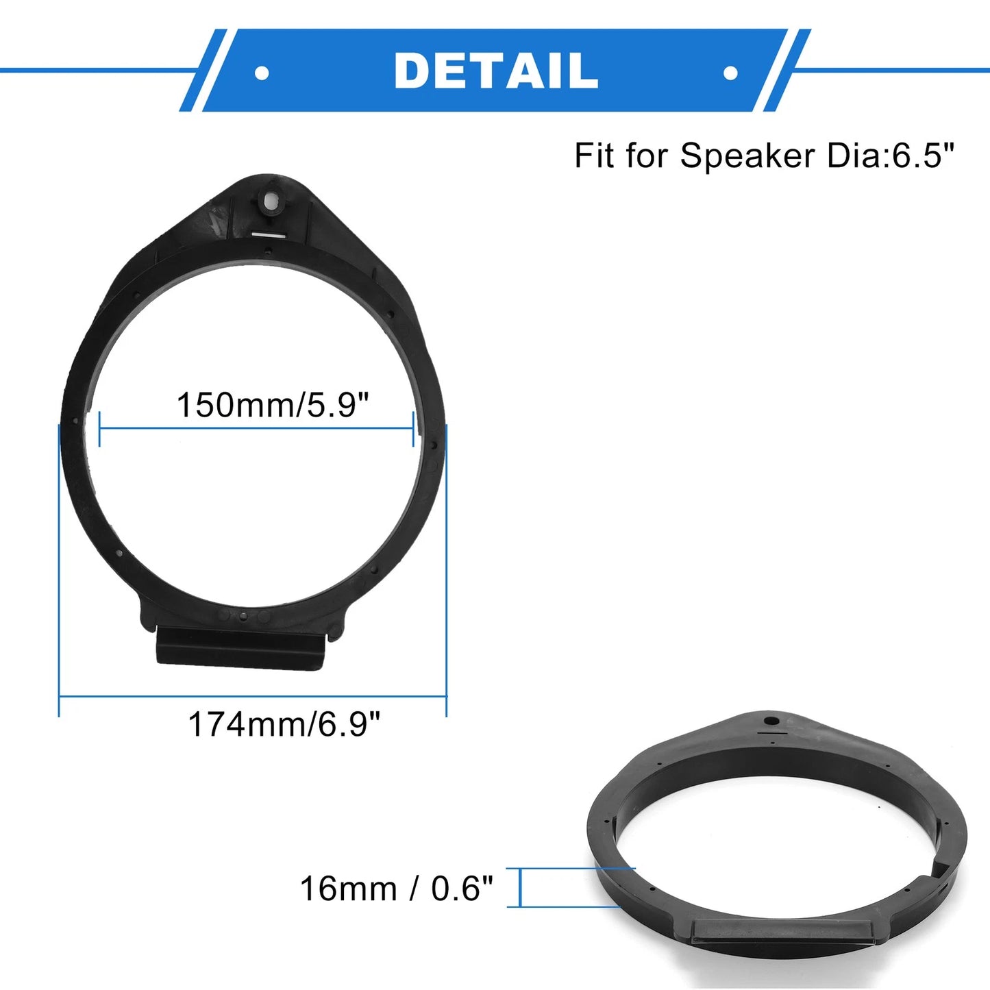 Speaker Spacers 6.5'' Ring & Adapter for Hummer H2 -