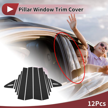 12 Pcs Car Door Pillar Window Trim for Toyota Allion (2021-2023) Black
