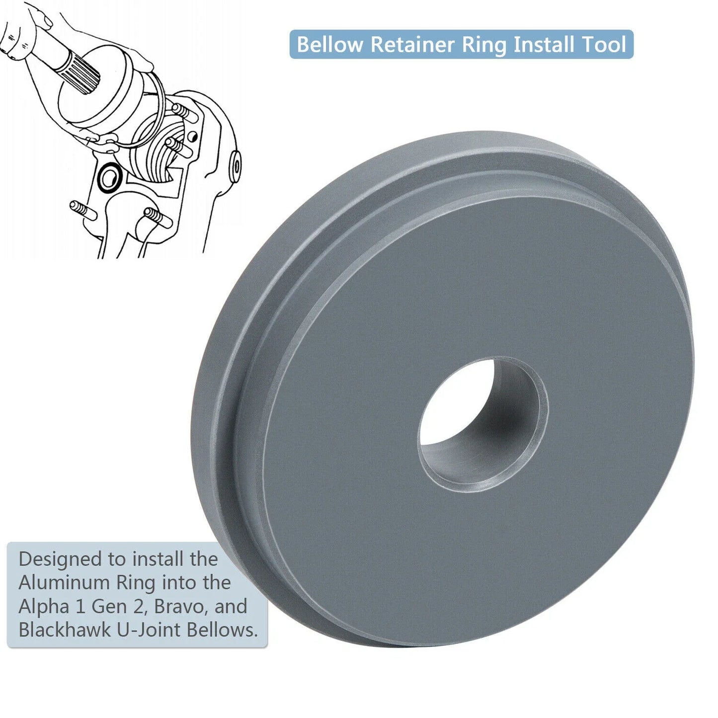 Retainer Ring Install Tool for Mercruiser Alpha 1 Gen 2 & Bravo (1991-2023)