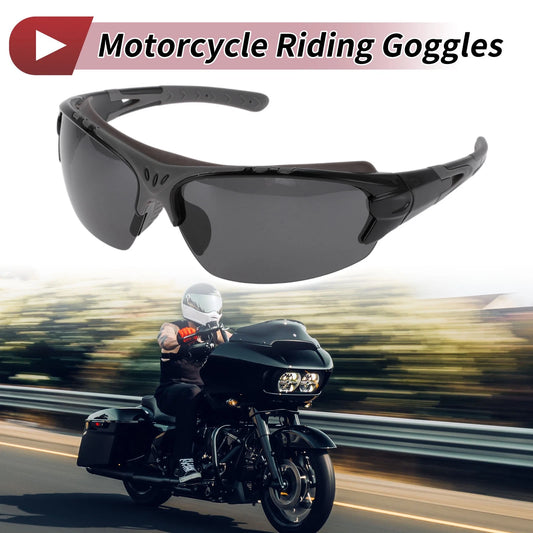 Motorcycle Riding Goggles Deep Gray Lens Black Gray Frame UV400