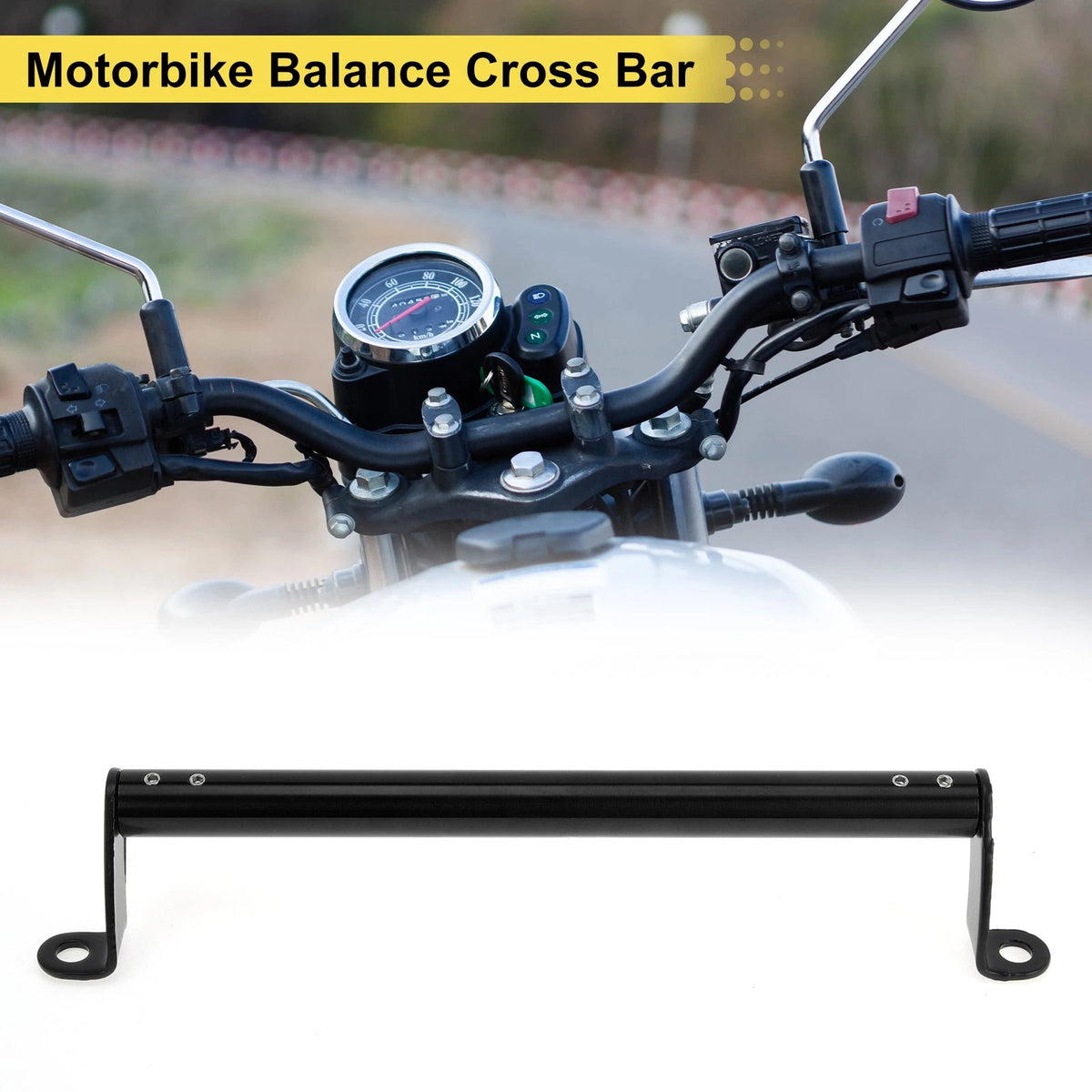 Balance Cross Bar 0.41" Hole Handlebars Black for Motorcycle