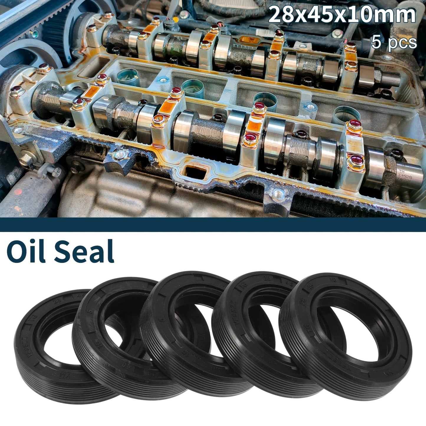 Oil Seal / 28x45x10mm 5Pcs / Seal Ring NBR Rubber for Rotary Shaft