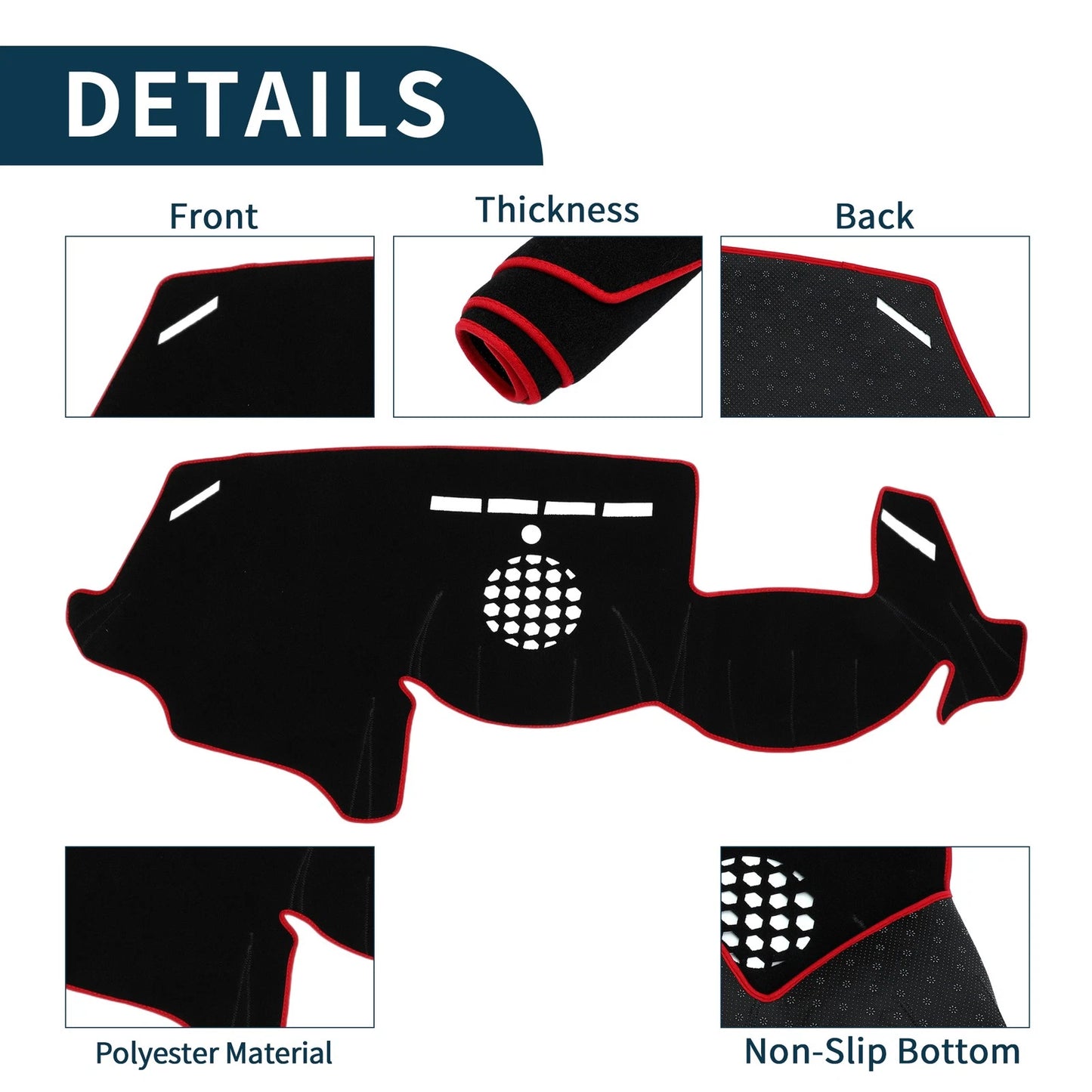 Dashboard Cover Mat for BMW 6 Series 2003-2010 Sun Protector Pad Black Red