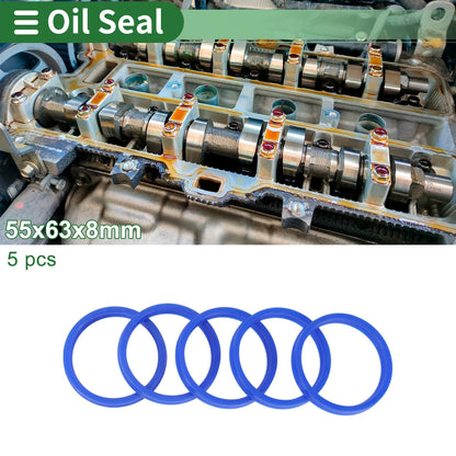Oil Seal 55x63x8mm Rotary Shaft TPU Seal Ring High Pressure Blue 5 Pcs