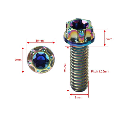 6pcs M8x35mm Titanium Torx Head Flange Bolts for Motorcycle Bike