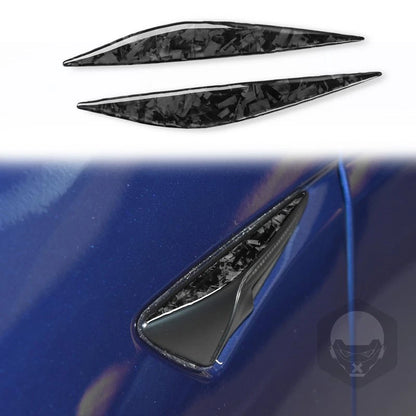 Forged Carbon Fiber Side Door Fender Vent Camera Cover Trim for Tesla Model 3/Y