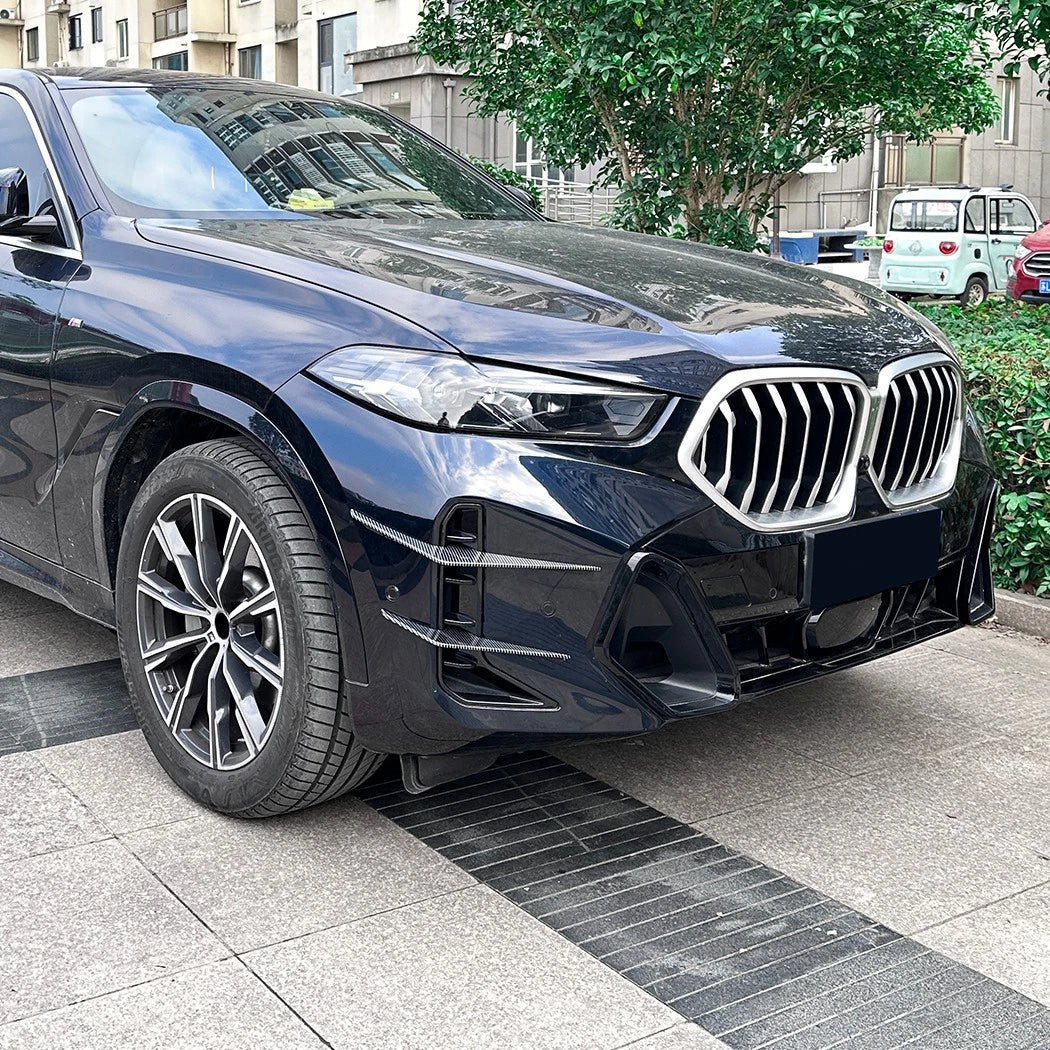 Carbon Fiber Look Front Bumper Side Fin Canard Splitter for BMW X6