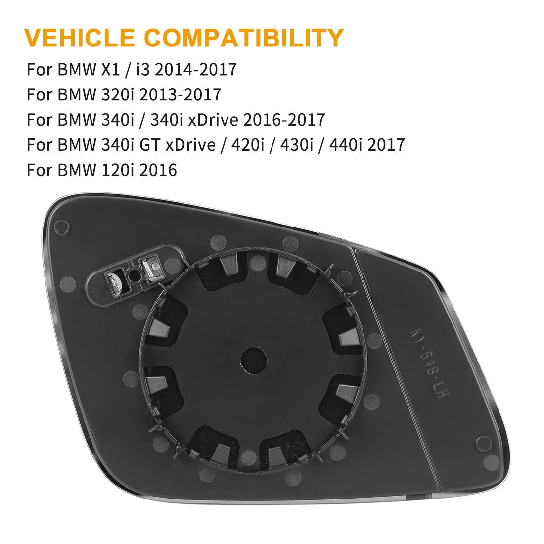 Mirror Glass Heated with Backing Plate Driver Side LH for BMW 320i 440i 230i