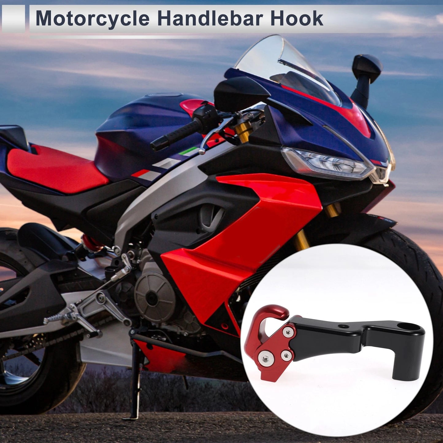 Crooked Flat Handle / Aluminum Alloy / Flat Handle with Hook for Motorcycle