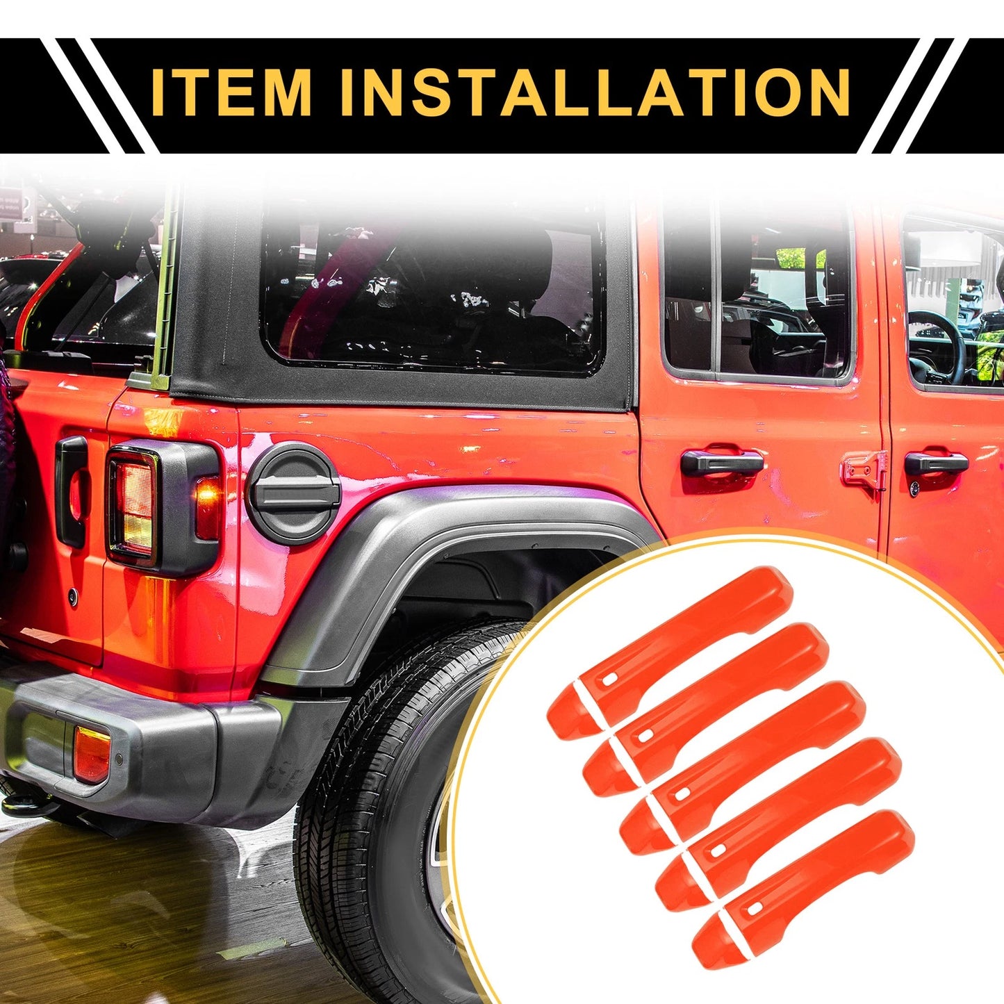 Door Tailgate Handle Cover  for Jeep Wrangler JL JLU (2018-2022) Orange