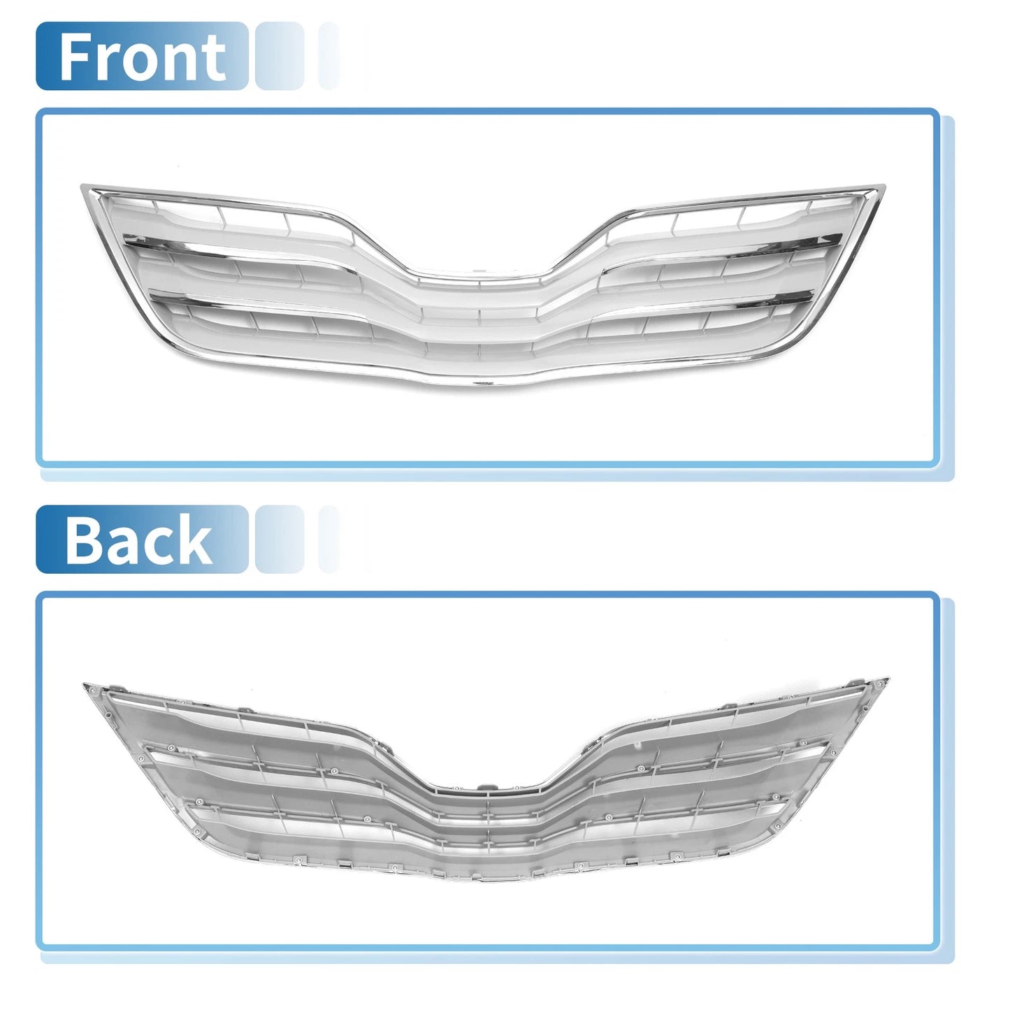 Front Bonnet Bumper Grille for Toyota Camry (2010) - Chrome Silver Tone