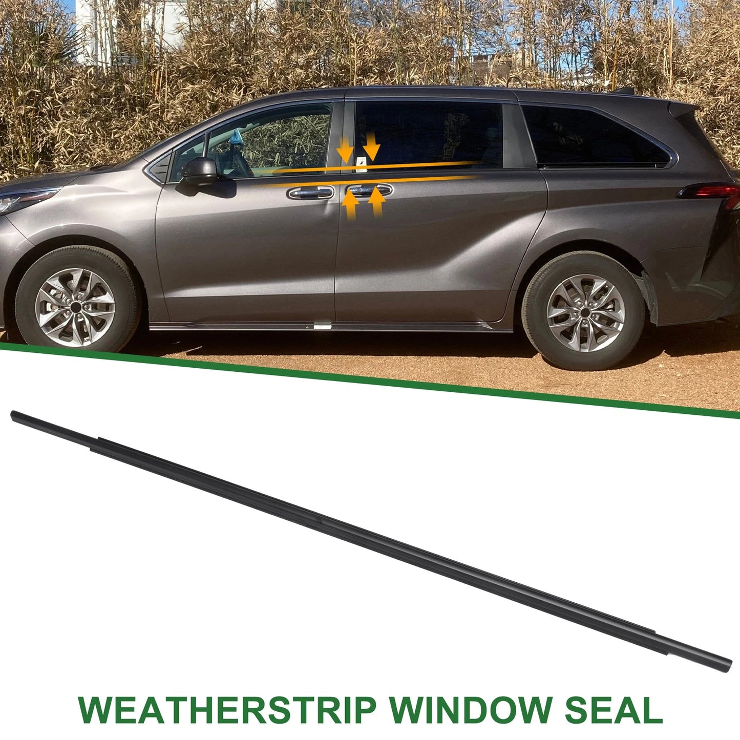 1pc Rear Left Weatherstrip Window Seal for Toyota Sienna (2011–2020)