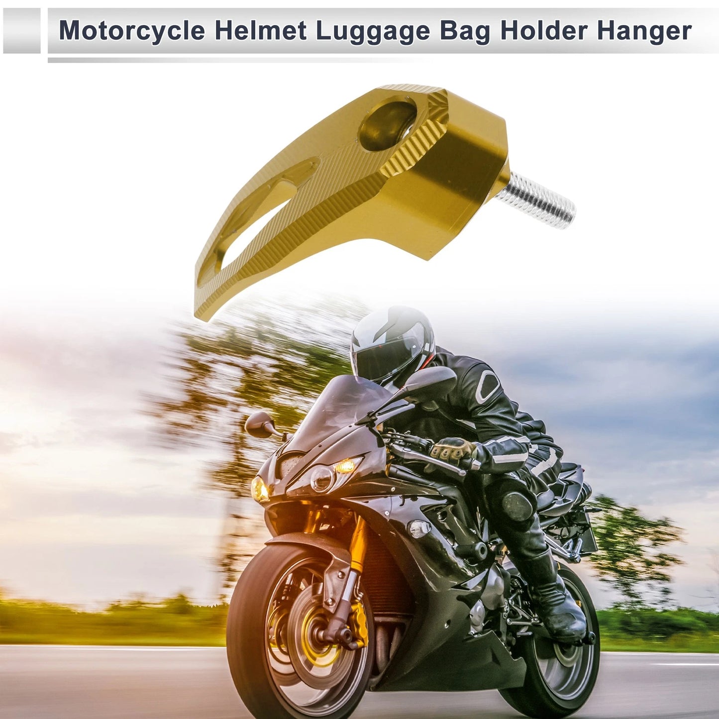 Rectangle Aluminum Alloy Motorcycle Hanging Hook Screw Hexagon Wrench Gold Tone