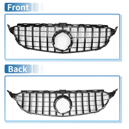 Front Upper Bumper Grille for Mercedes-Benz C250 2013-2016 Black Grills