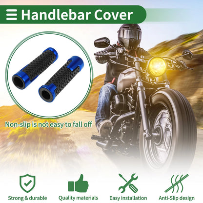 7/8 22mm Hand Grips Cover Kit End Grips Blue for Motorcycle