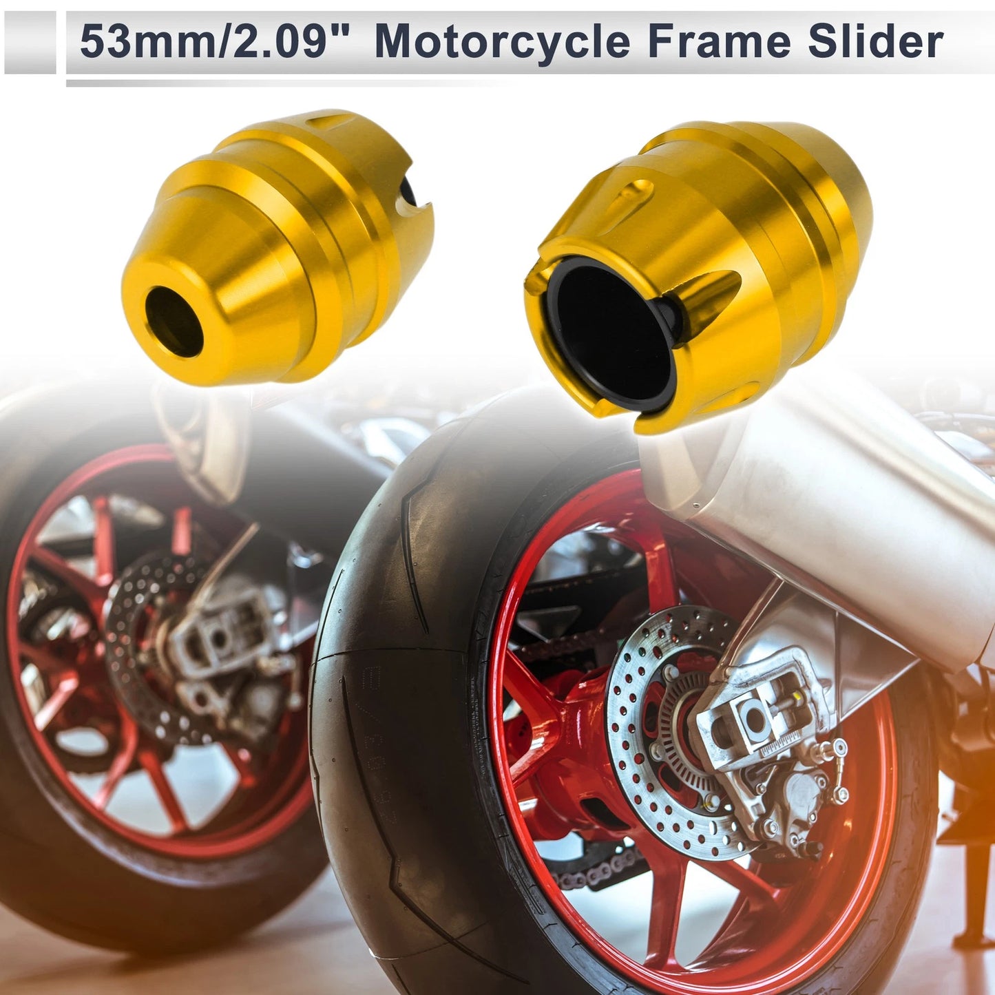2 x 16mm Aluminum Alloy Motorcycle Slider Frame Gold Tone for Motorcycle