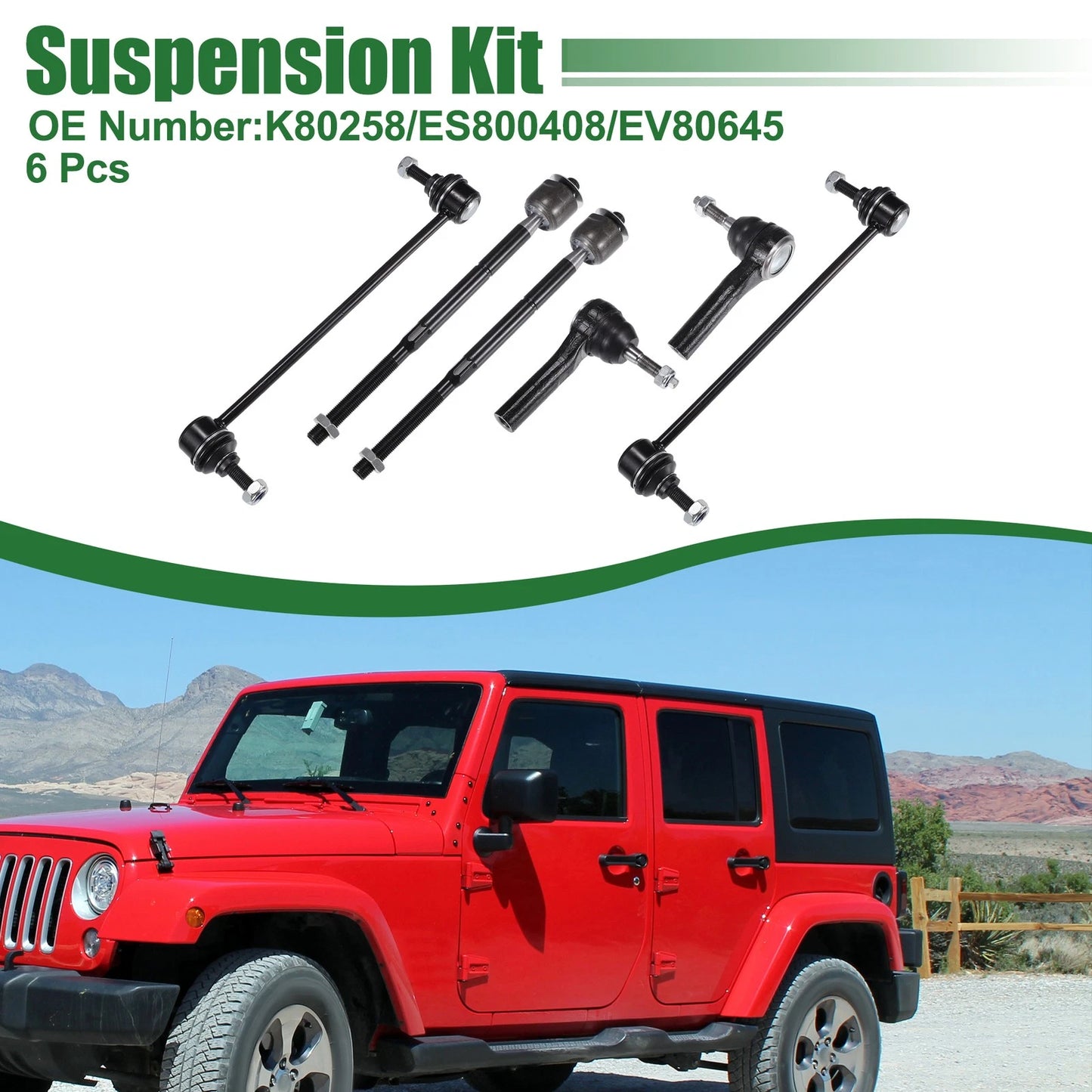 6pcs Front Suspension Kit Tie Rod End for Dodge Caliber