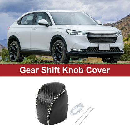 Car Gear Shift Knob Cover 1 Pc for Honda HR-V (2023-2024) Black Carbon Fiber
