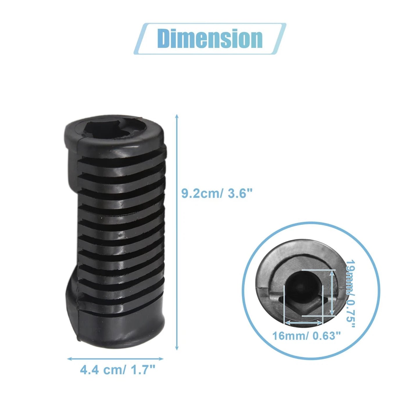1 Pair 16mm 19mm Rubber Footrest Footpeg for Bicycle