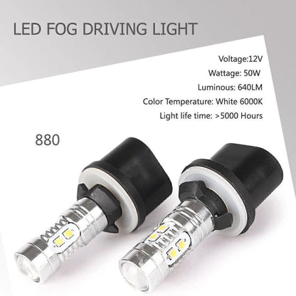 2 x 360° LED Fog Light Bulbs for Car Driving Lamp DRL 6000K HID White 880
