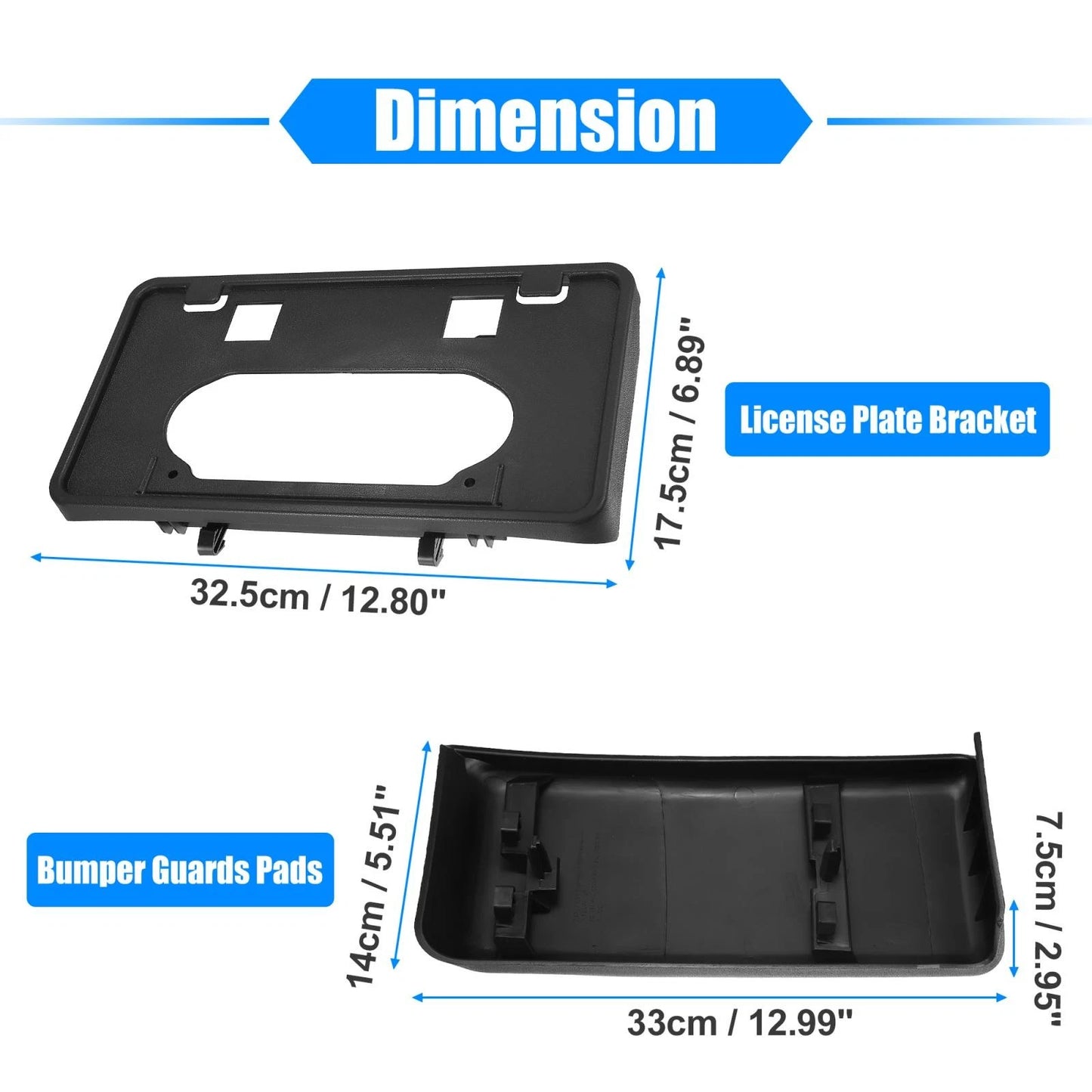 Bumper Guards Pads License Plate Frame Bracket for Ford F-150 (2009-2014)