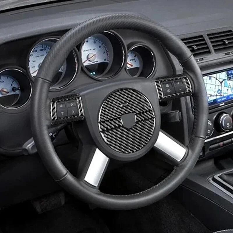 8 x Carbon Fiber Steering Wheel Panel Covers for Dodge Challenger (2008-2010)