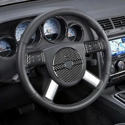 8 x Carbon Fiber Steering Wheel Panel Covers for Dodge Challenger (2008-2010)