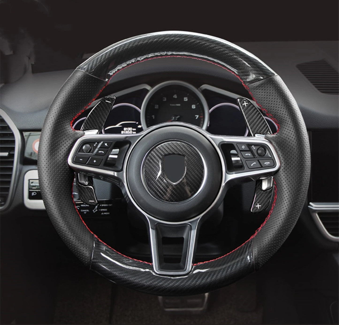 1x Carbon Fiber Steering Wheel Cover for Porsche 718 Boxster Cayman (2014-2020)